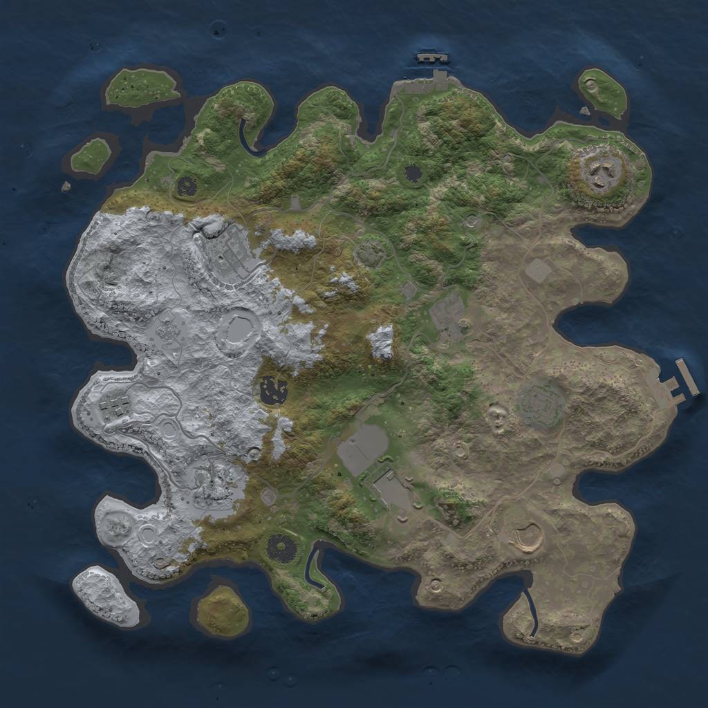 Rust Map: Procedural Map, Size: 3600, Seed: 2033, 17 Monuments