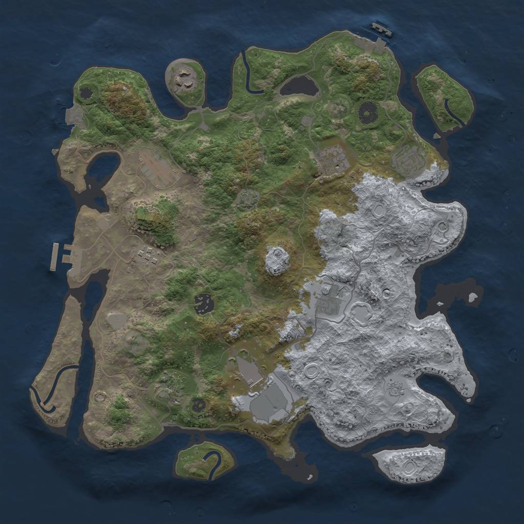 Rust Map: Procedural Map, Size: 3750, Seed: 1365789471, 17 Monuments