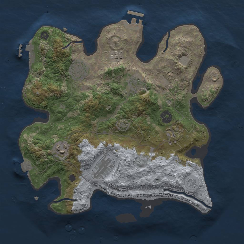 Rust Map: Procedural Map, Size: 3000, Seed: 63663, 13 Monuments