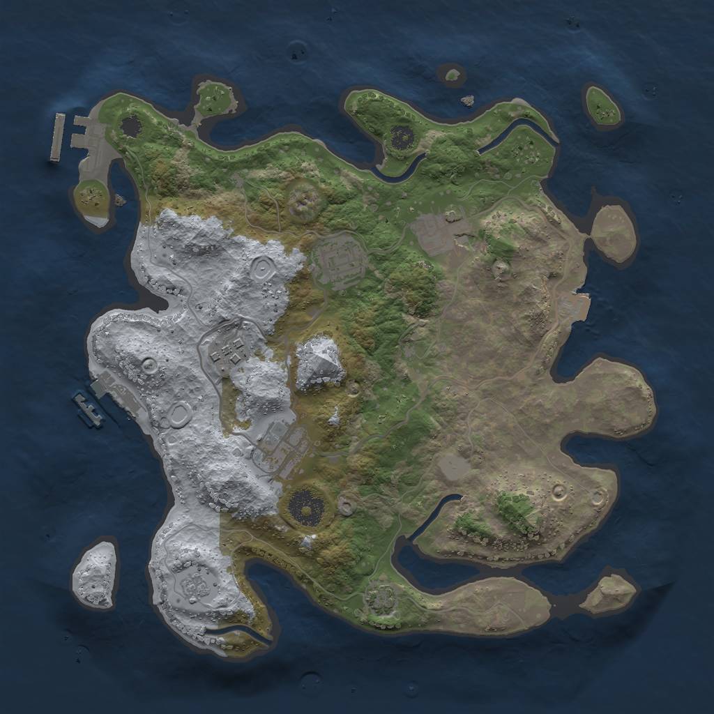 Rust Map: Procedural Map, Size: 3000, Seed: 13783, 11 Monuments