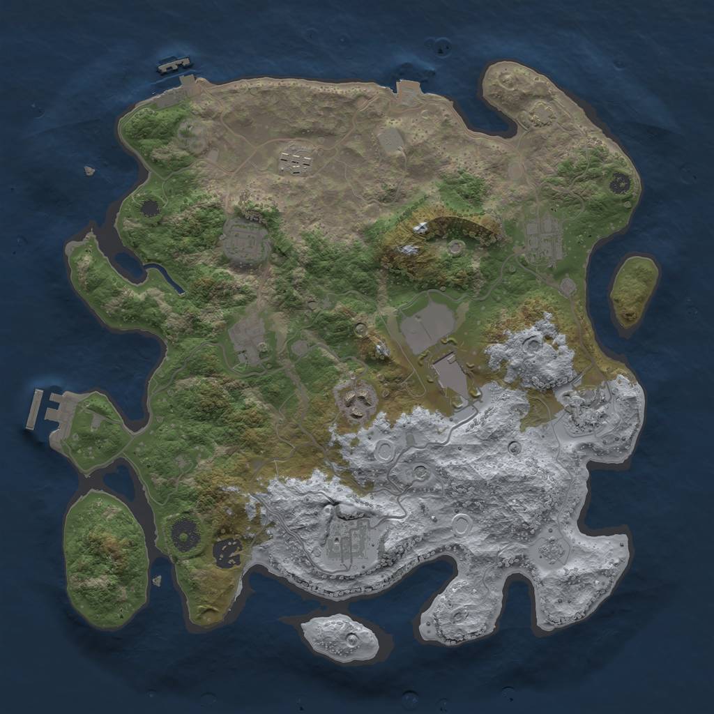 Rust Map: Procedural Map, Size: 3500, Seed: 4115820, 17 Monuments