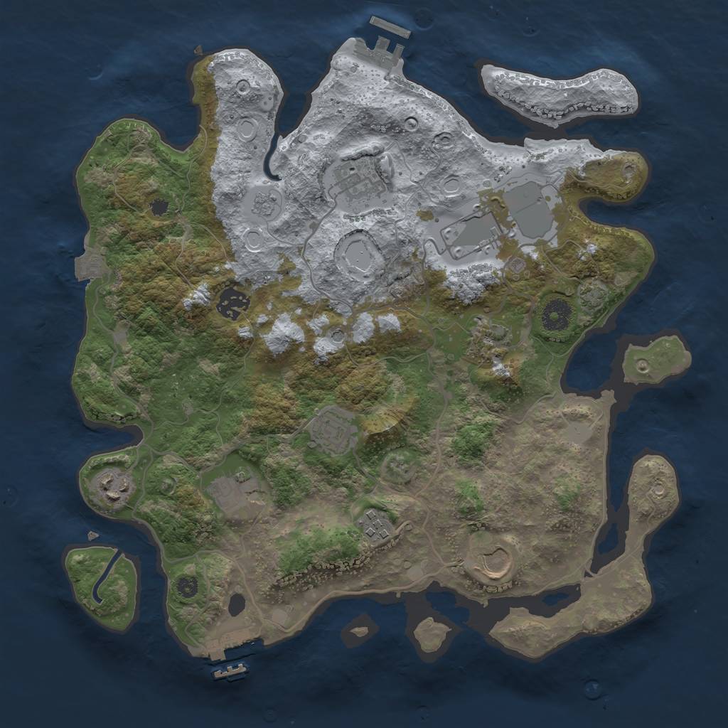 Rust Map: Procedural Map, Size: 3500, Seed: 1211620405, 17 Monuments