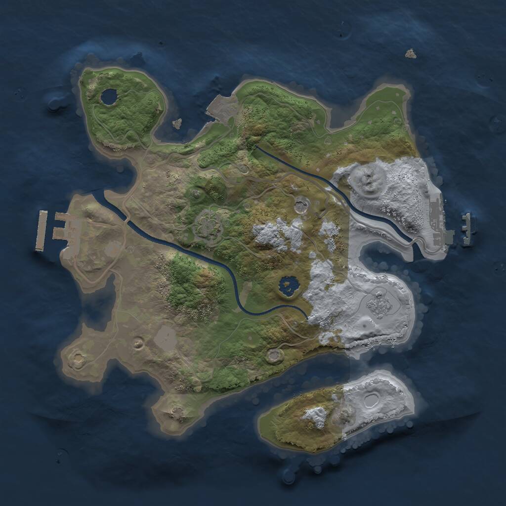 Rust Map: Procedural Map, Size: 2500, Seed: 2113186180, 6 Monuments