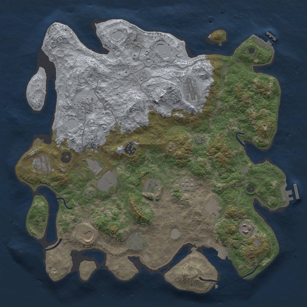 Rust Map: Procedural Map, Size: 4000, Seed: 92955180, 19 Monuments