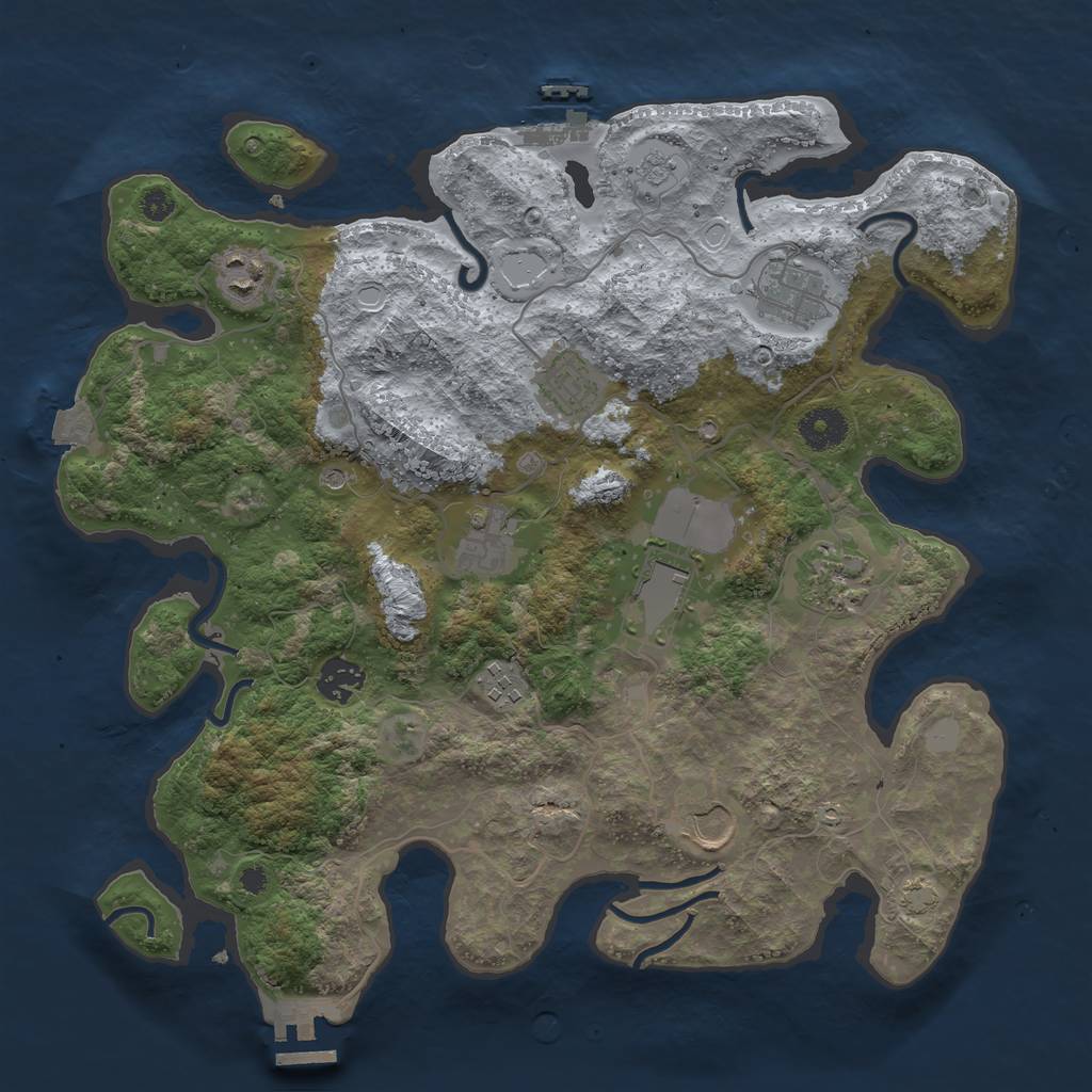 Rust Map: Procedural Map, Size: 3627, Seed: 1, 17 Monuments