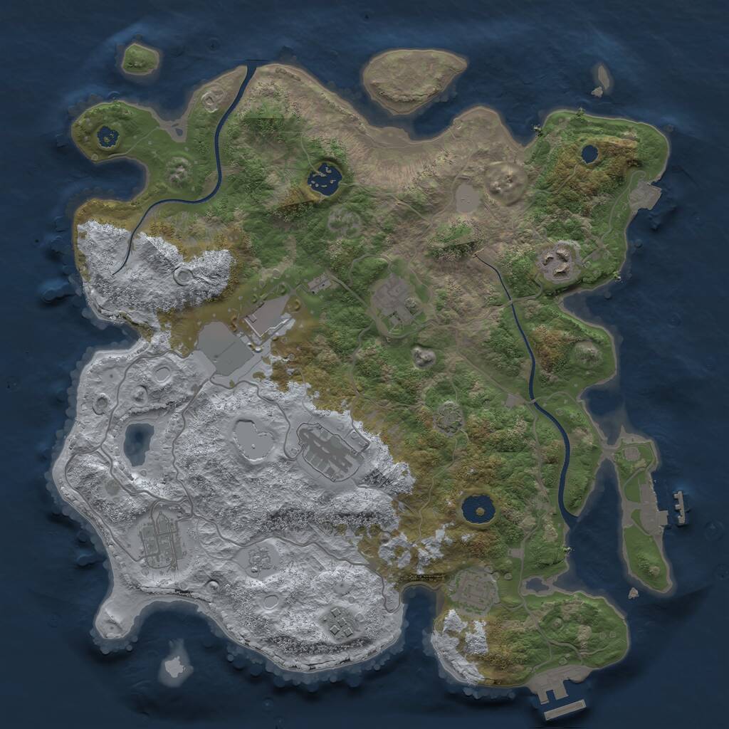 Rust Map: Procedural Map, Size: 3500, Seed: 1212854129, 13 Monuments