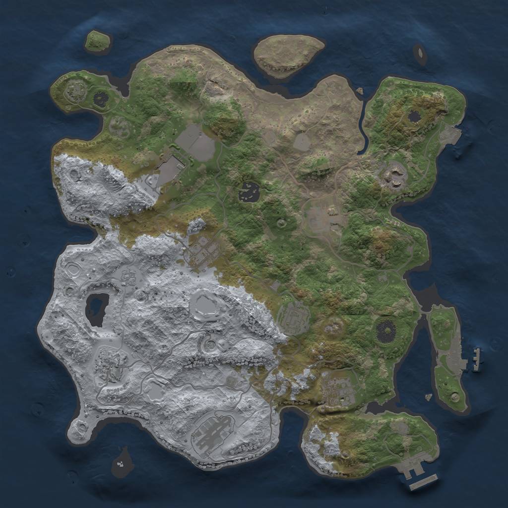 Rust Map: Procedural Map, Size: 3500, Seed: 1212854129, 17 Monuments