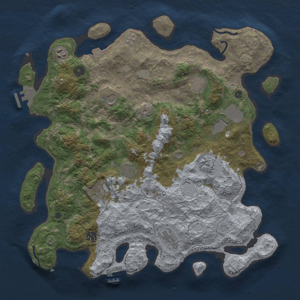 Rust Map: Procedural Map, Size: 4096, Seed: 18936777, 18 Monuments