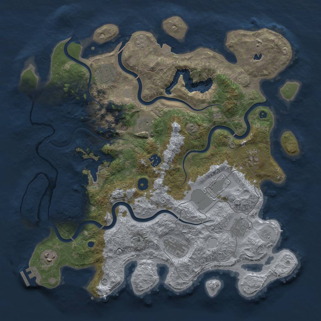 Rust Map: Procedural Map, Size: 4096, Seed: 18936777, 14 Monuments