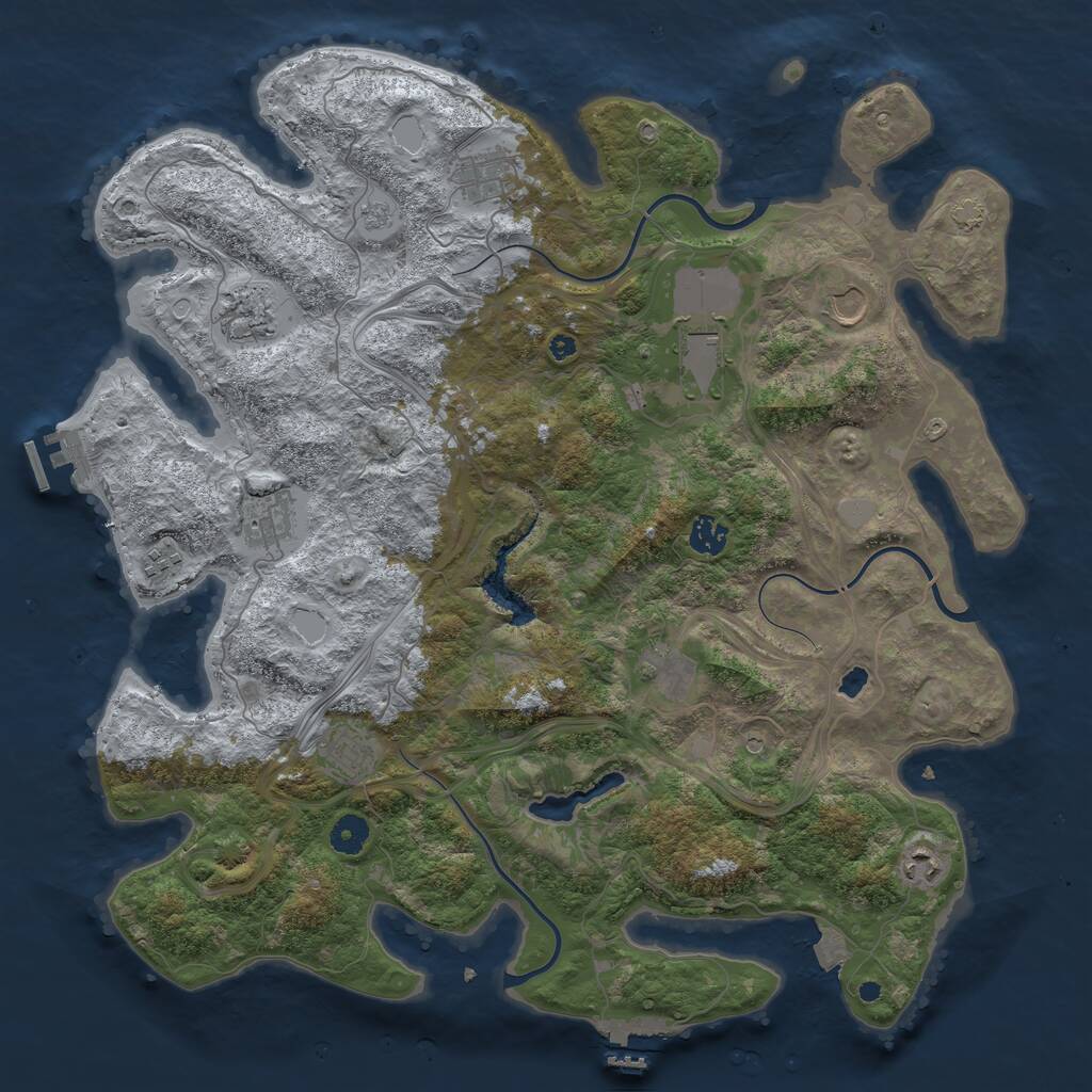 Rust Map: Procedural Map, Size: 4250, Seed: 1104208729, 16 Monuments