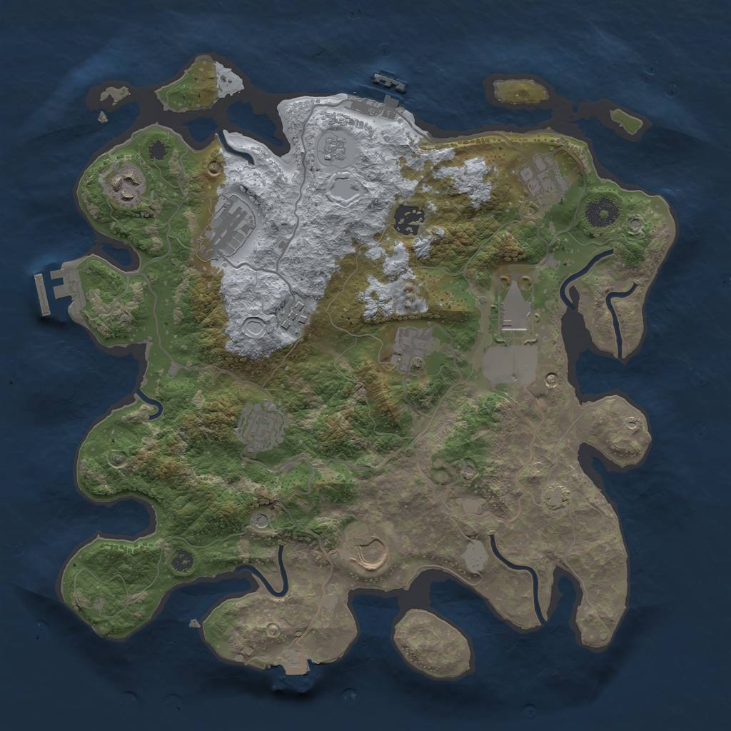 Rust Map: Procedural Map, Size: 3500, Seed: 964444826, 17 Monuments