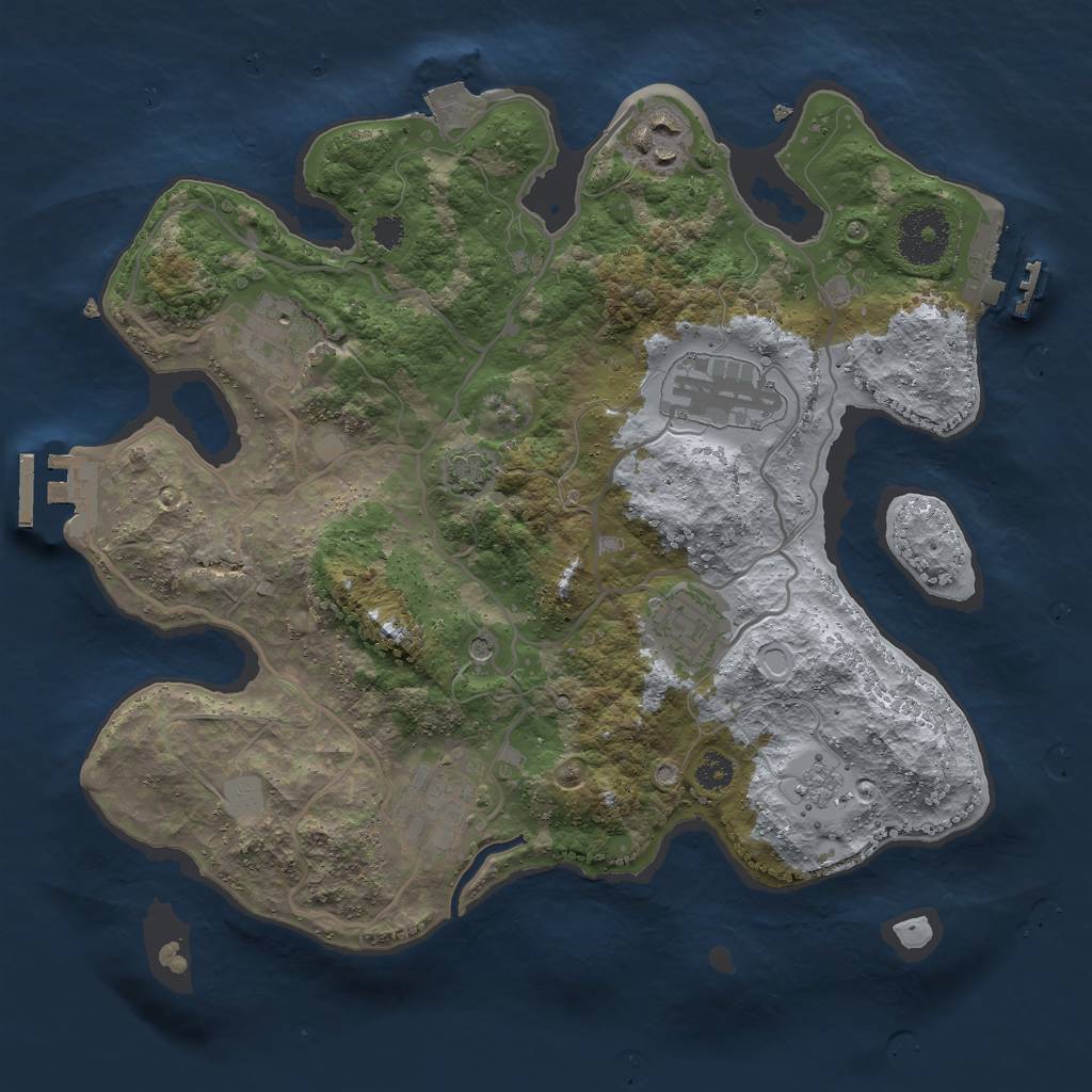 Rust Map: Procedural Map, Size: 3000, Seed: 446950121, 13 Monuments