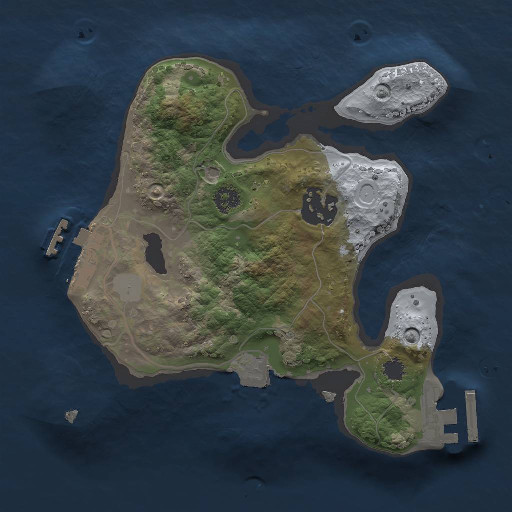 Rust Map: Procedural Map, Size: 2000, Seed: 1494101805, 6 Monuments