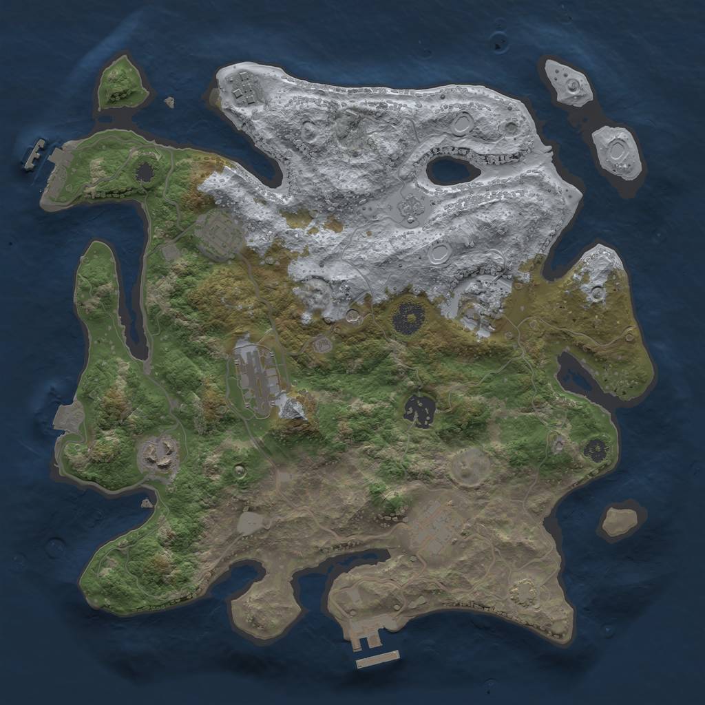 Rust Map: Procedural Map, Size: 3250, Seed: 17357076, 15 Monuments