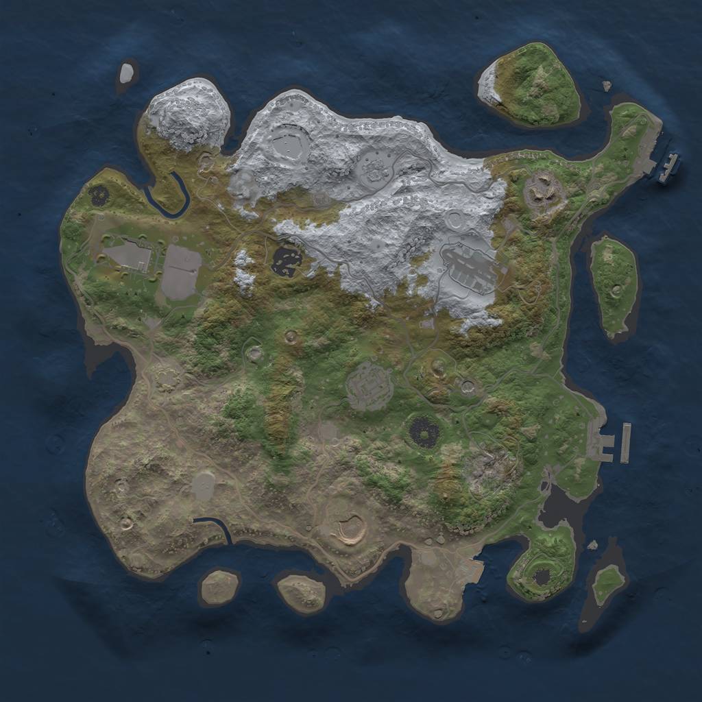 Rust Map: Procedural Map, Size: 3500, Seed: 1235799902, 14 Monuments