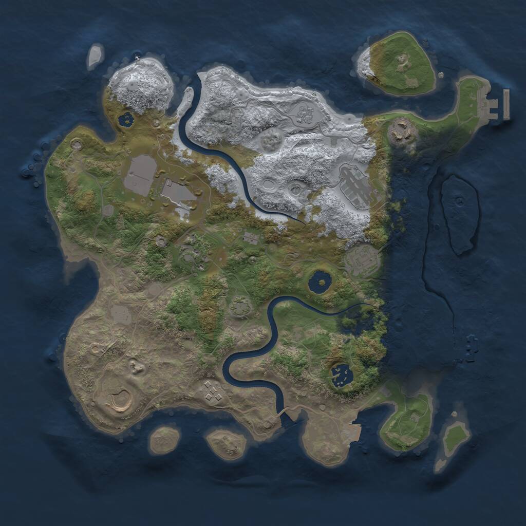 Rust Map: Procedural Map, Size: 3500, Seed: 1235799902, 16 Monuments