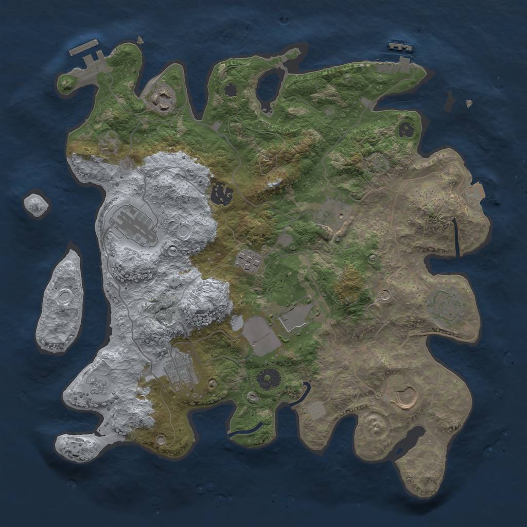 Rust Map: Procedural Map, Size: 3500, Seed: 989435035, 17 Monuments