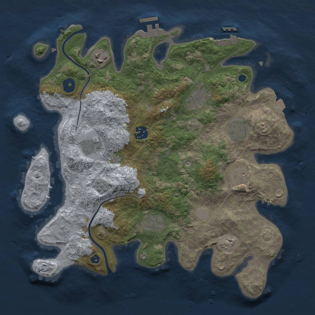 Rust Map: Procedural Map, Size: 3500, Seed: 989435035, 14 Monuments