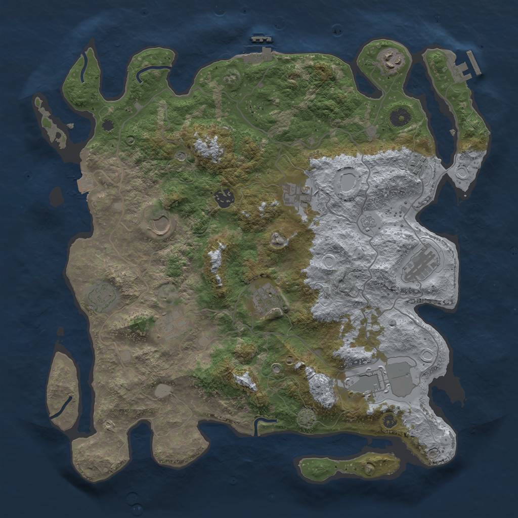 Rust Map: Procedural Map, Size: 4000, Seed: 302470217, 18 Monuments