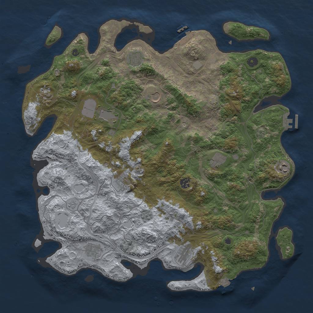 Rust Map: Procedural Map, Size: 4500, Seed: 227055578, 19 Monuments