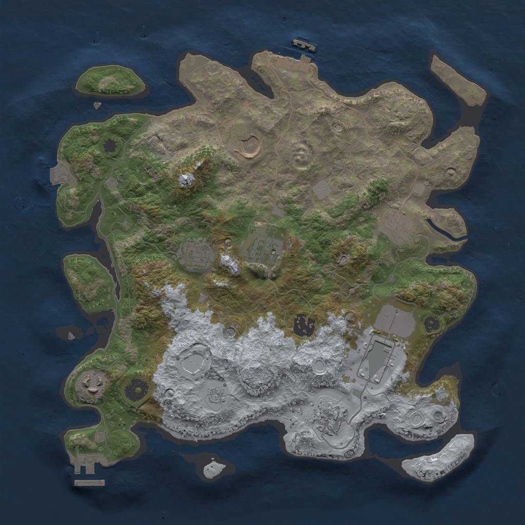 Rust Map: Procedural Map, Size: 3500, Seed: 84579, 16 Monuments