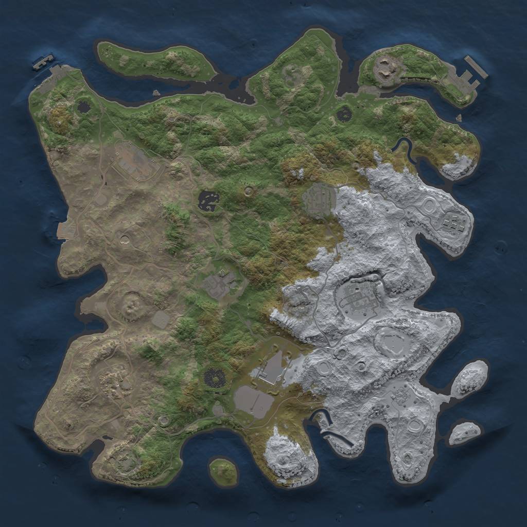 Rust Map: Procedural Map, Size: 3650, Seed: 1915934230, 17 Monuments