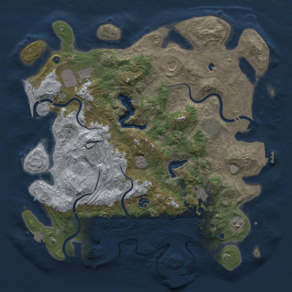 Rust Map: Procedural Map, Size: 4250, Seed: 308810619, 14 Monuments