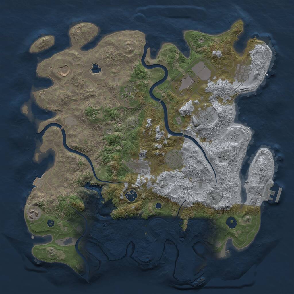 Rust Map: Procedural Map, Size: 4000, Seed: 2143638282, 18 Monuments