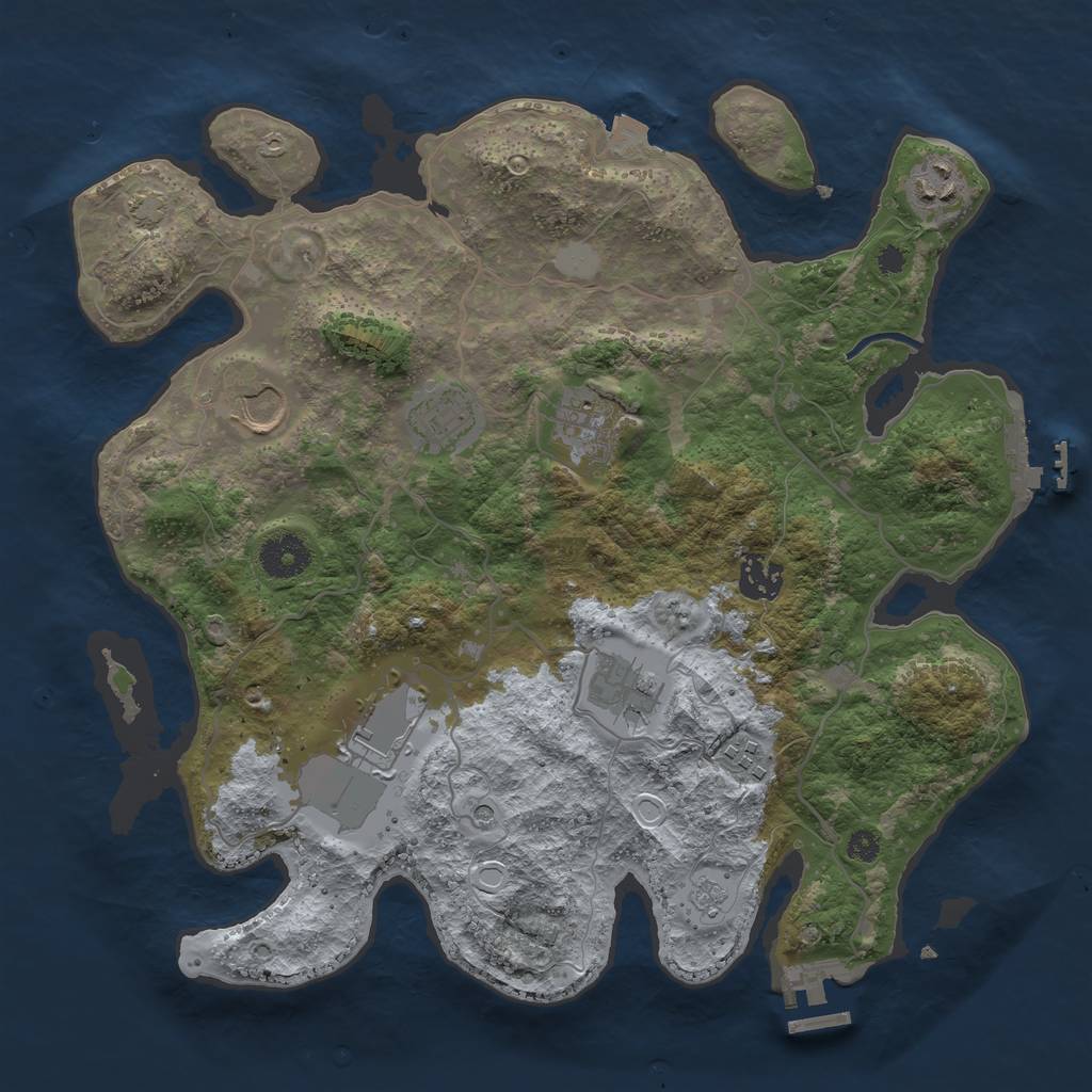 Rust Map: Procedural Map, Size: 3500, Seed: 77662829, 16 Monuments