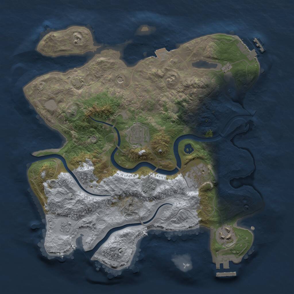Rust Map: Procedural Map, Size: 3000, Seed: 31314, 10 Monuments