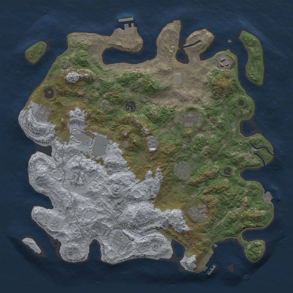Rust Map: Procedural Map, Size: 4000, Seed: 1620001173, 18 Monuments