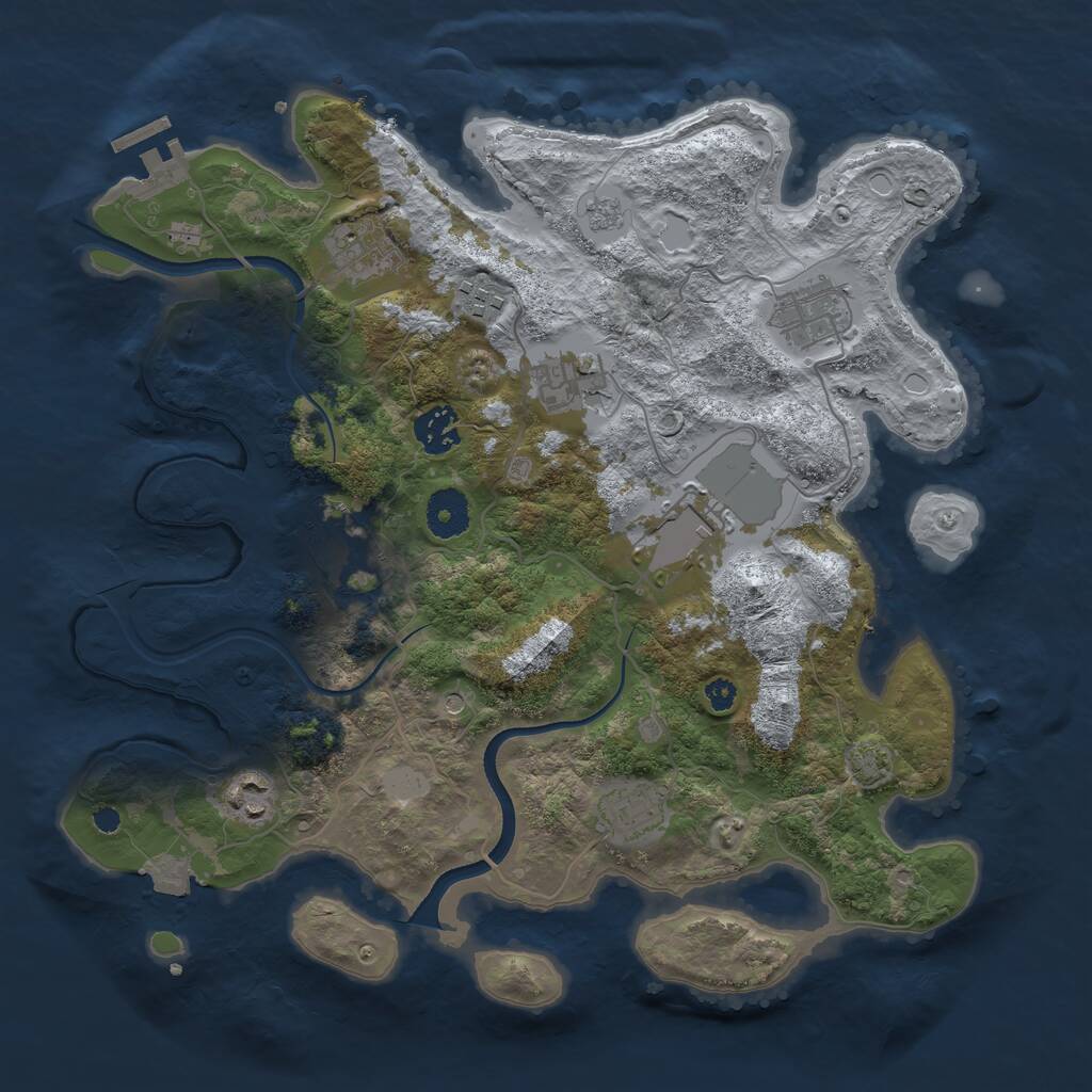 Rust Map: Procedural Map, Size: 3500, Seed: 669425696, 14 Monuments