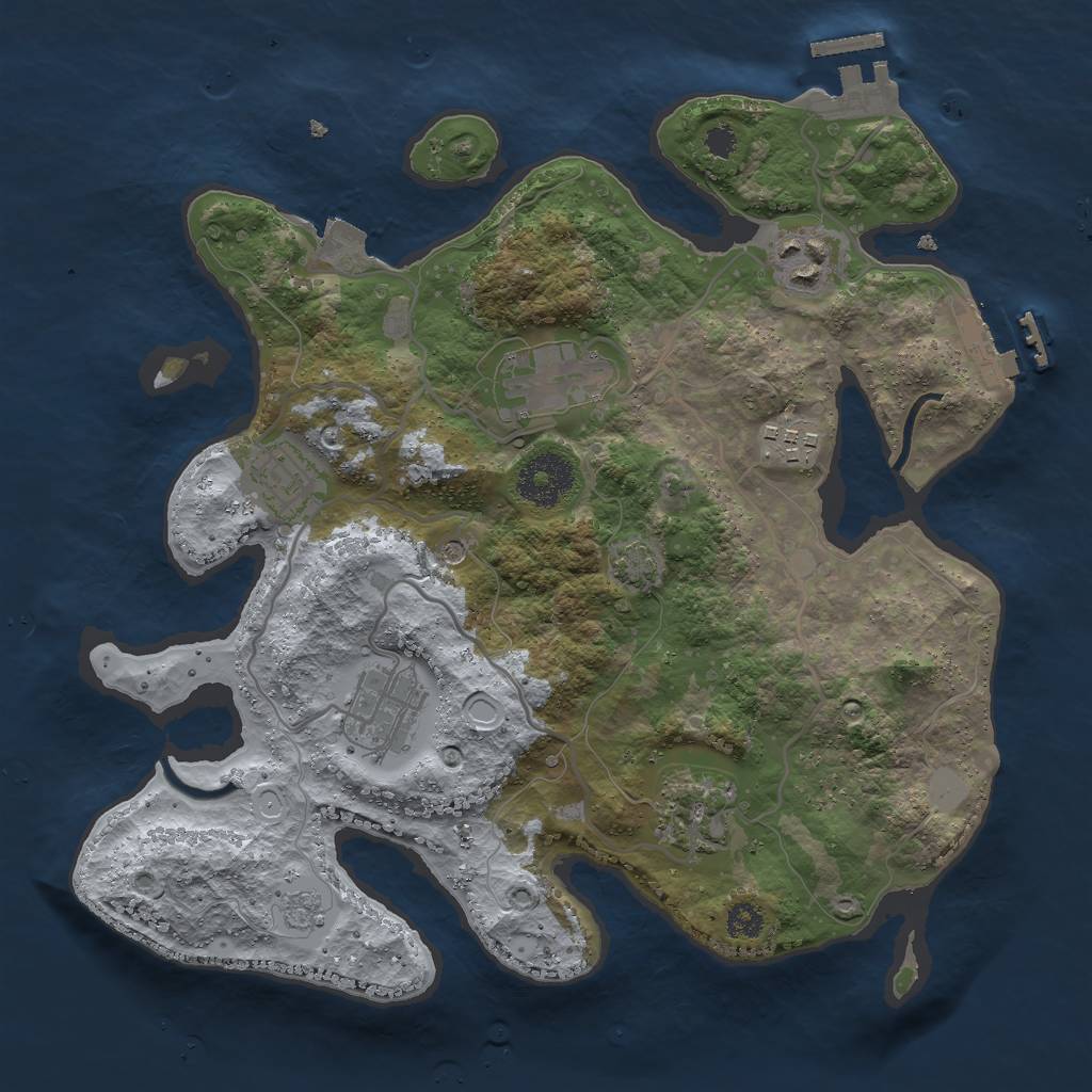 Rust Map: Procedural Map, Size: 3000, Seed: 714651458, 14 Monuments