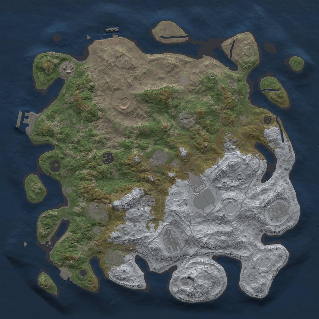 Rust Map: Procedural Map, Size: 4000, Seed: 1041717139, 19 Monuments