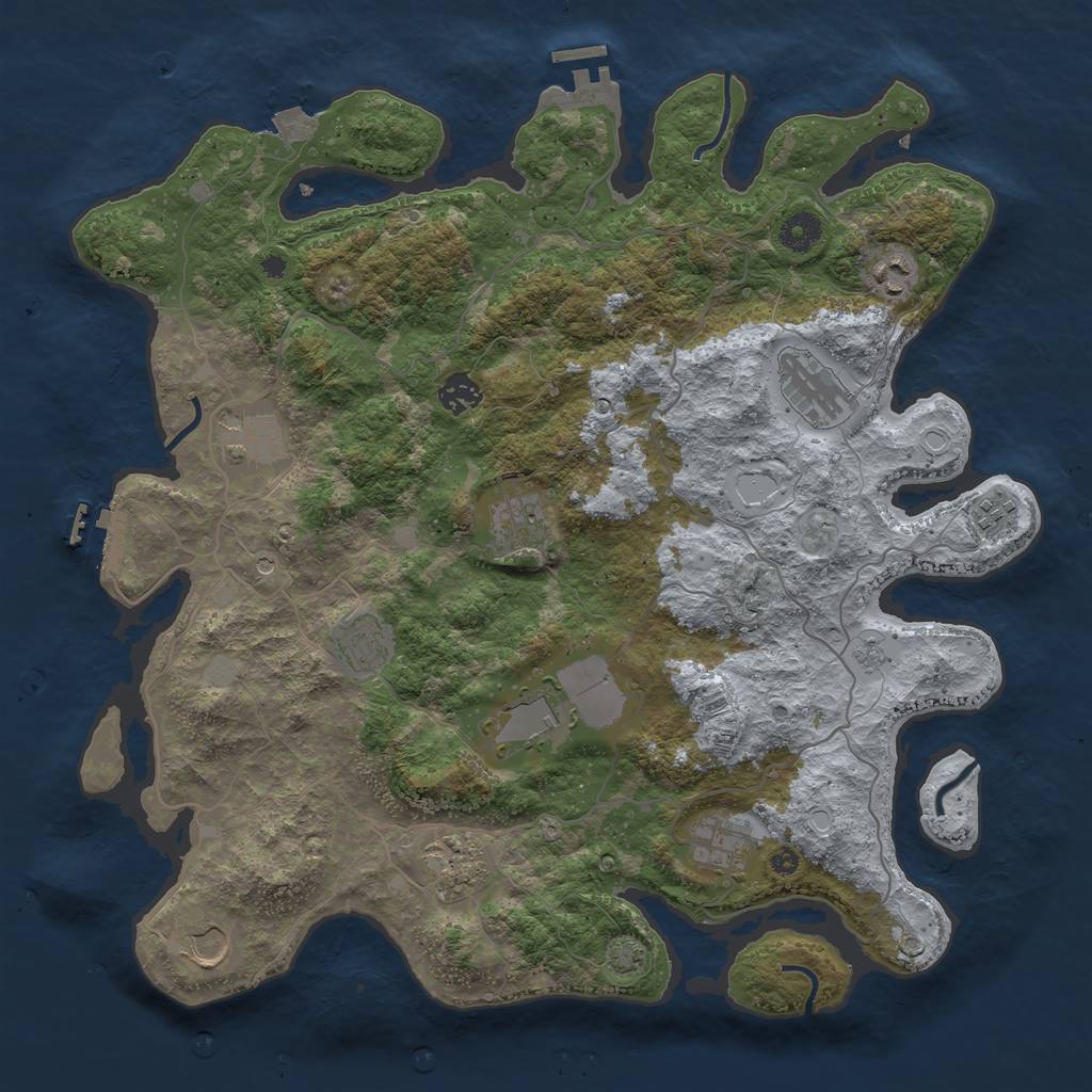 Rust Map: Procedural Map, Size: 4000, Seed: 834, 19 Monuments