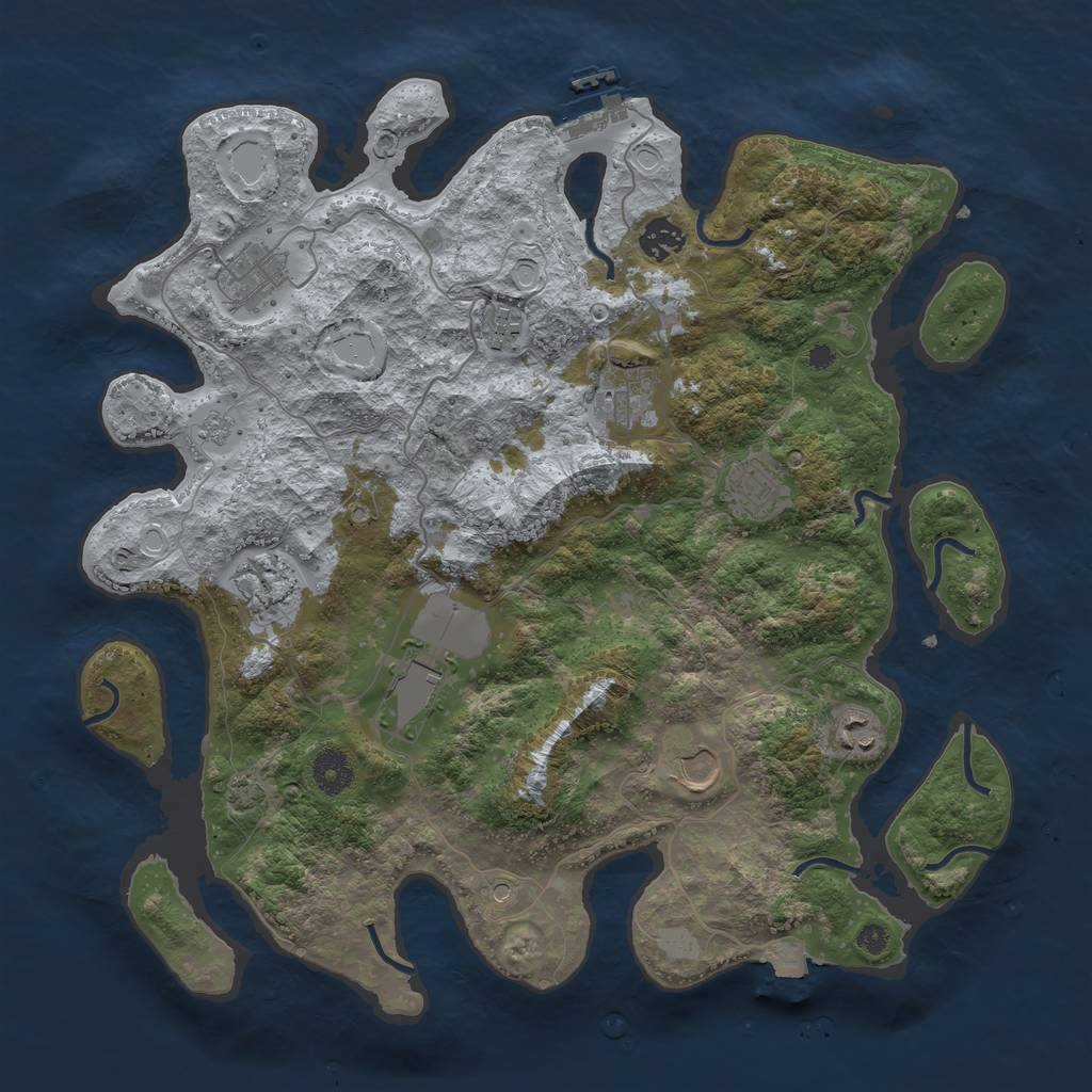 Rust Map: Procedural Map, Size: 3850, Seed: 77661594, 16 Monuments