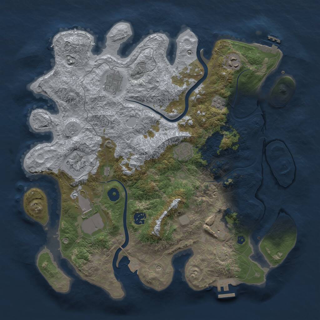 Rust Map: Procedural Map, Size: 3850, Seed: 77661594, 14 Monuments