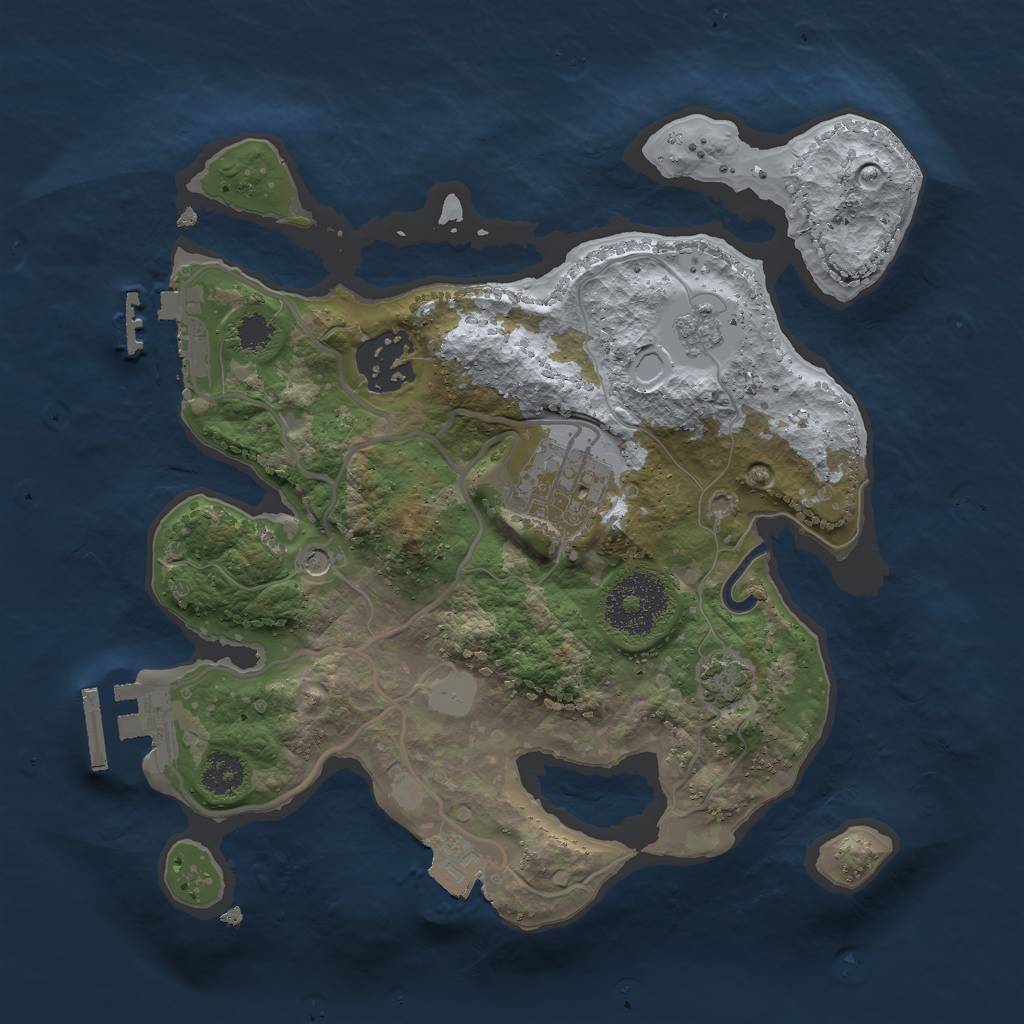 Rust Map: Procedural Map, Size: 2500, Seed: 413919, 10 Monuments