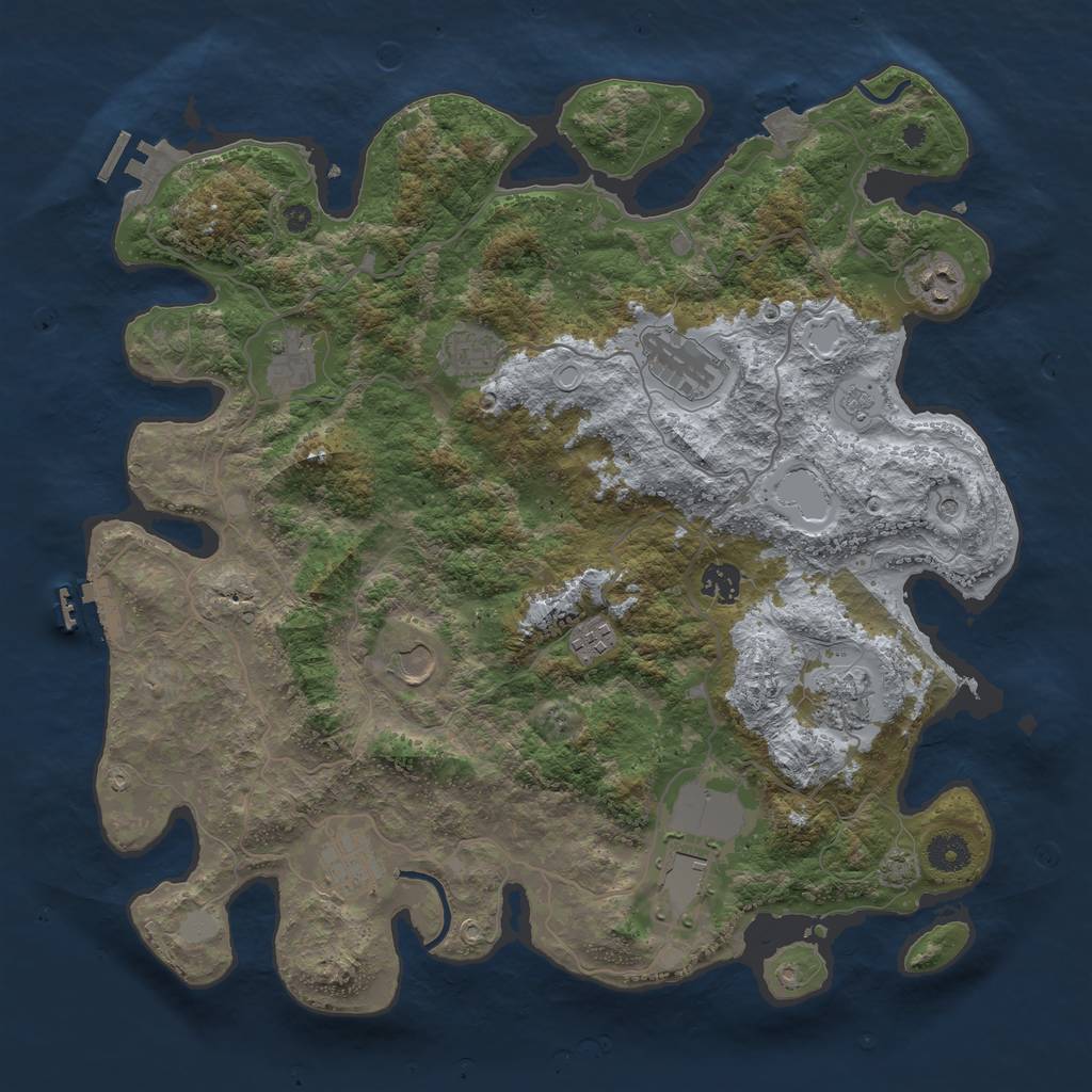 Rust Map: Procedural Map, Size: 4000, Seed: 929247254, 18 Monuments