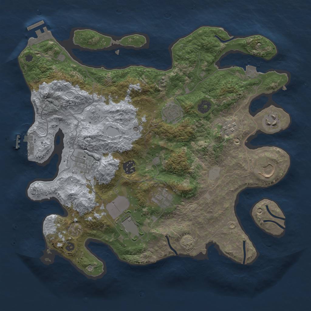 Rust Map: Procedural Map, Size: 3500, Seed: 730548385, 16 Monuments