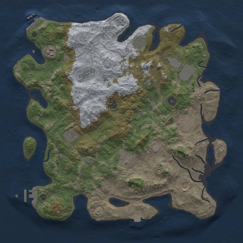 Rust Map: Procedural Map, Size: 4000, Seed: 1136660523, 19 Monuments