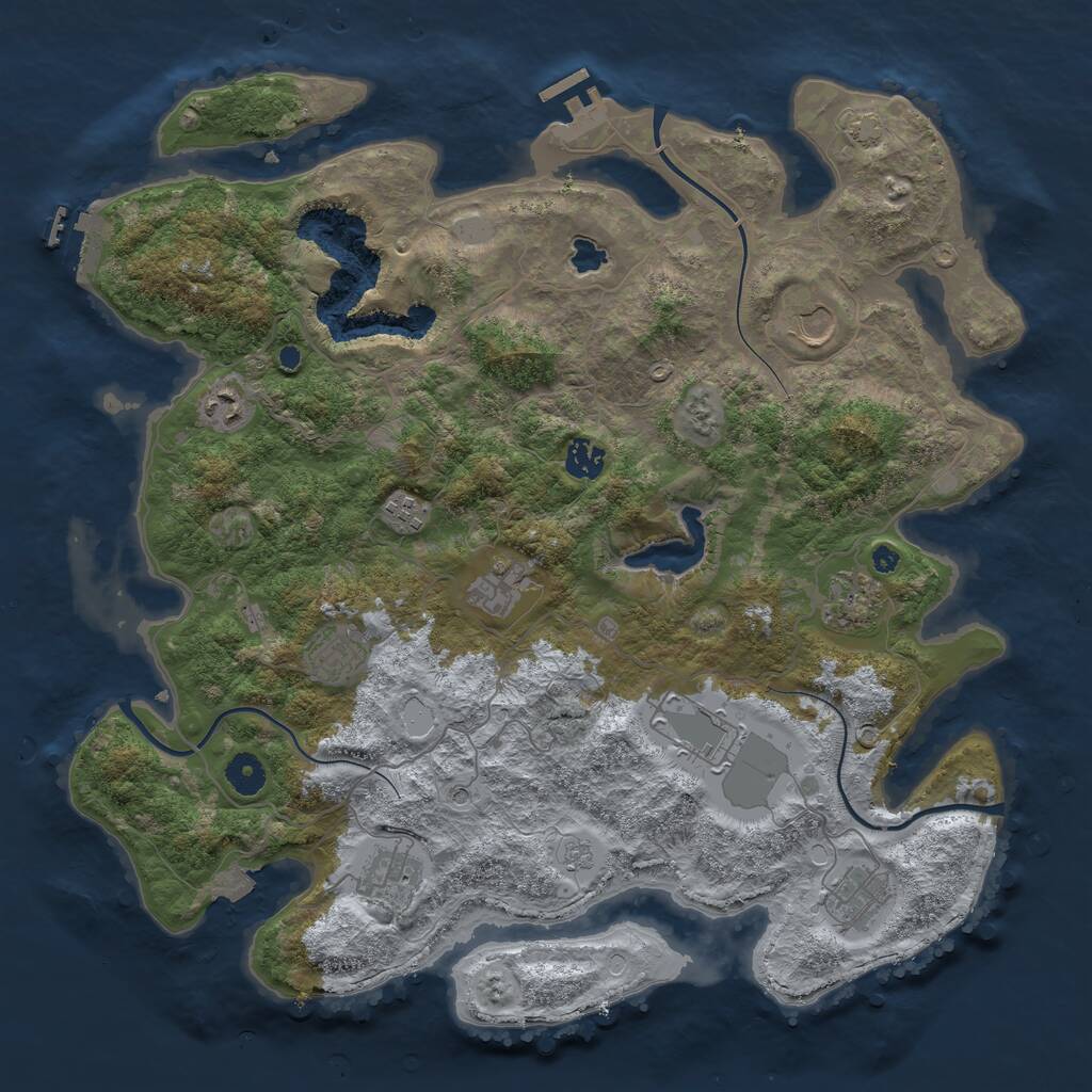 Rust Map: Procedural Map, Size: 4096, Seed: 1489761254, 18 Monuments