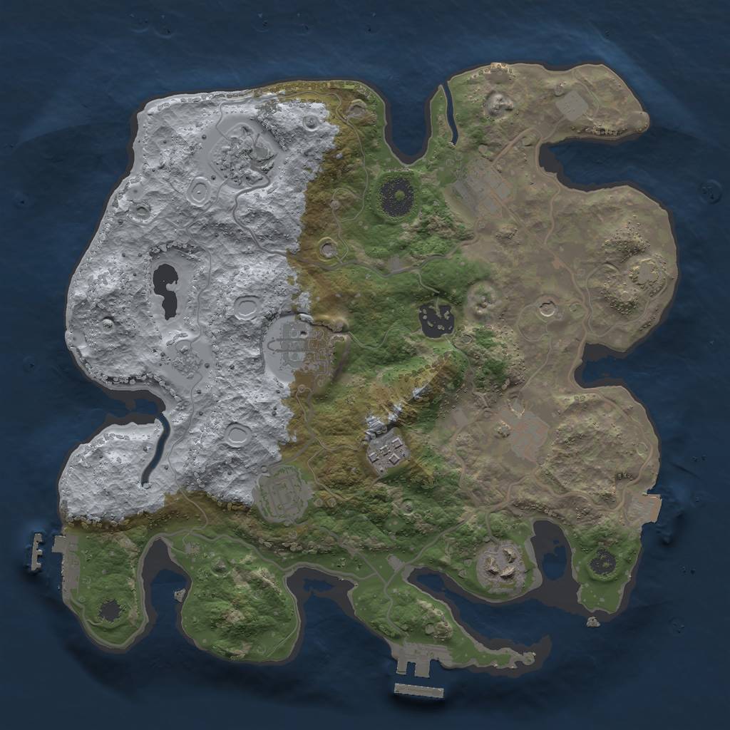 Rust Map: Procedural Map, Size: 3000, Seed: 2945870, 16 Monuments