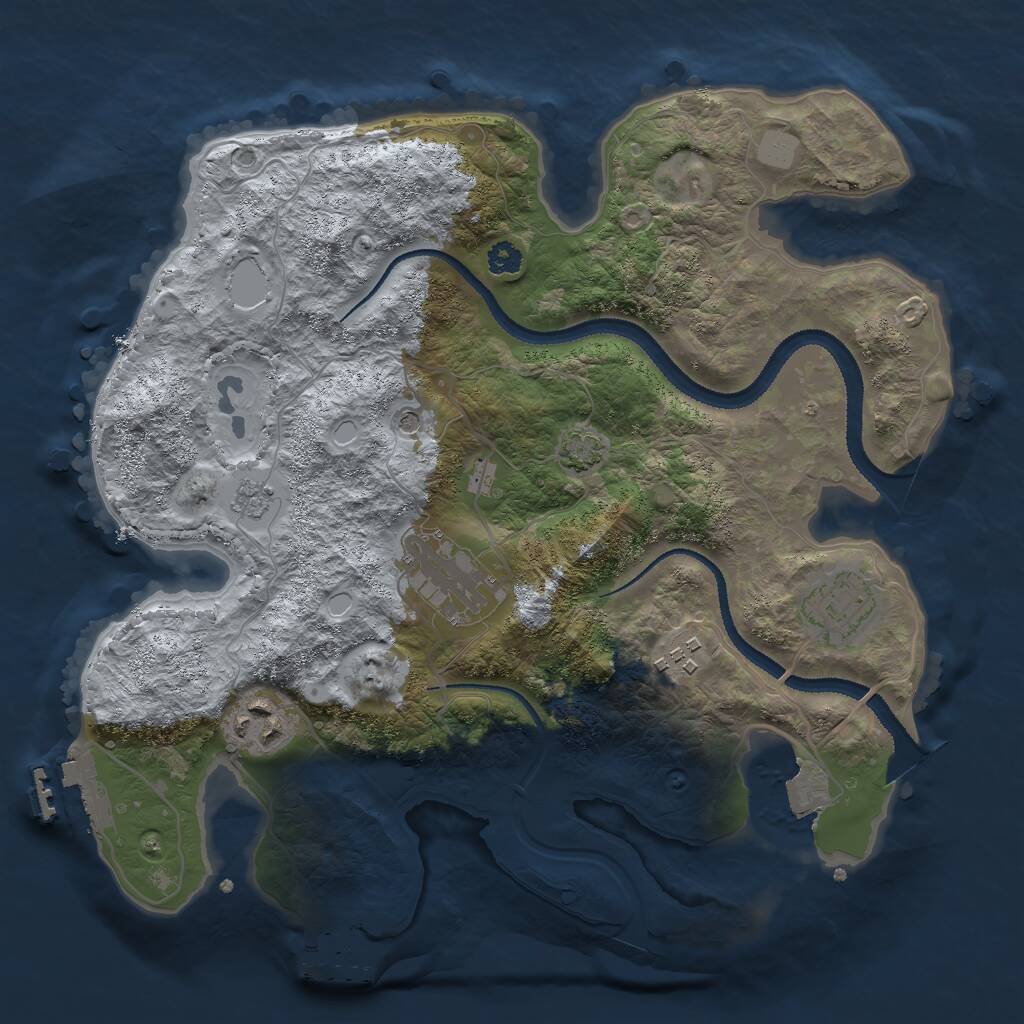 Rust Map: Procedural Map, Size: 3000, Seed: 2945870, 12 Monuments
