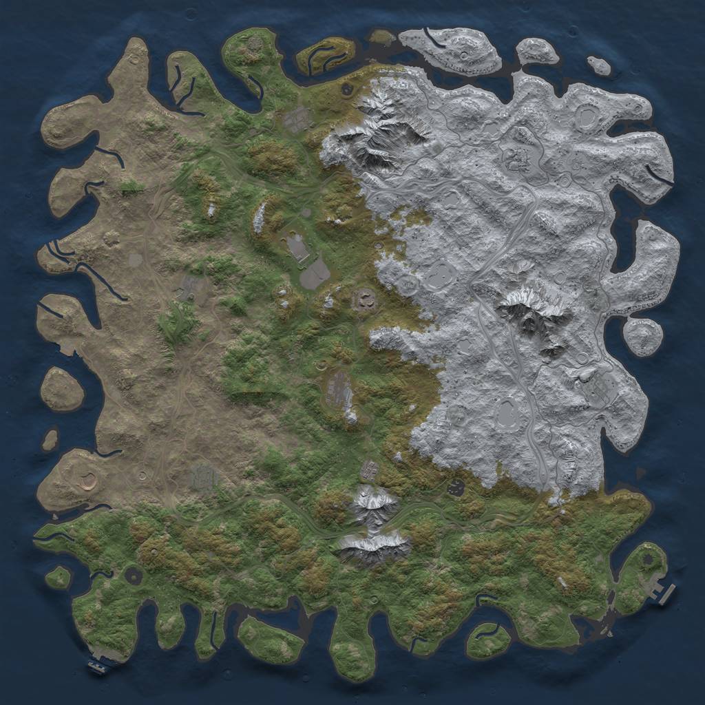 Rust Map: Procedural Map, Size: 6000, Seed: 46834475, 19 Monuments