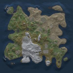 Thumbnail Rust Map: Procedural Map, Size: 3500, Seed: 1125786431, 17 Monuments