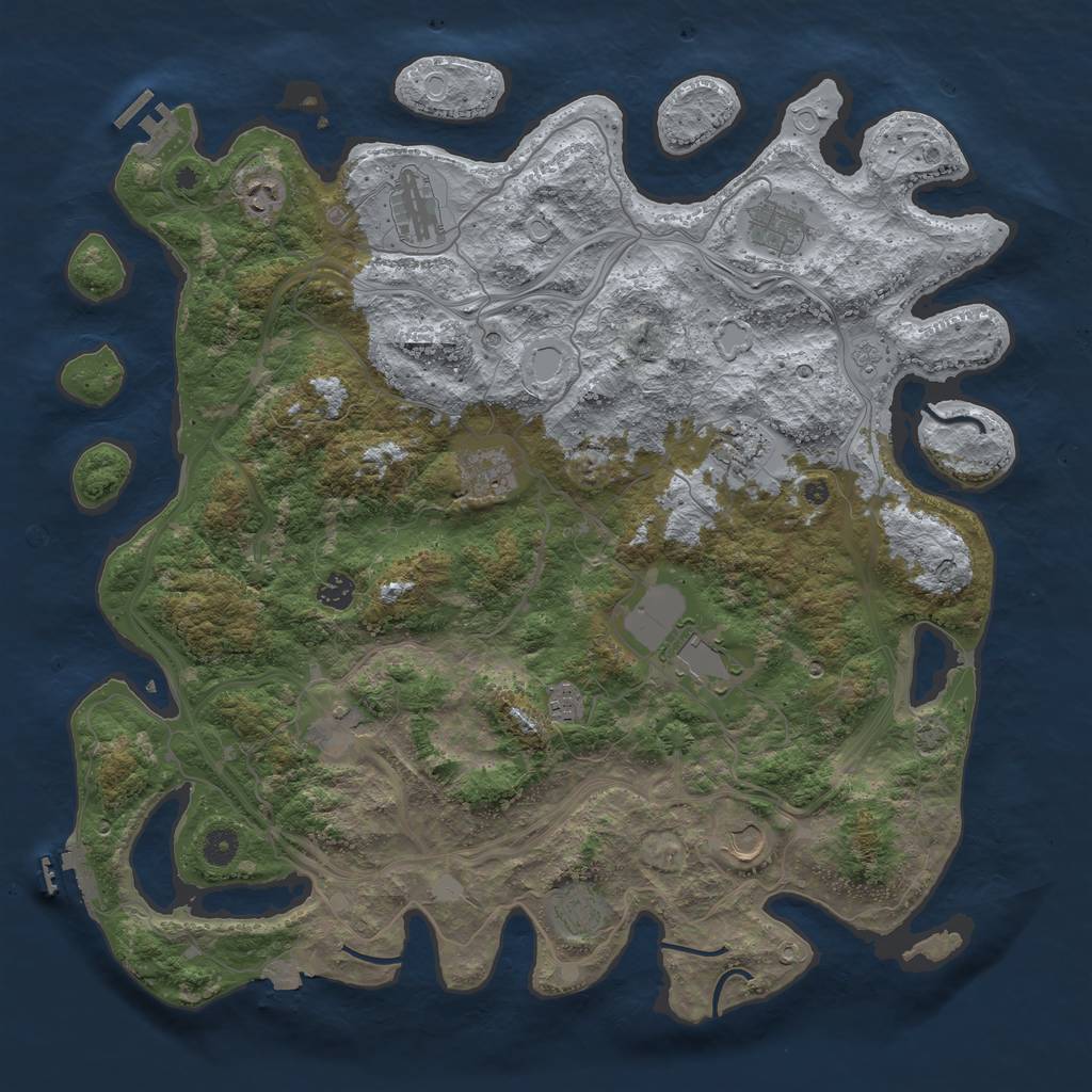 Rust Map: Procedural Map, Size: 4500, Seed: 2121, 19 Monuments