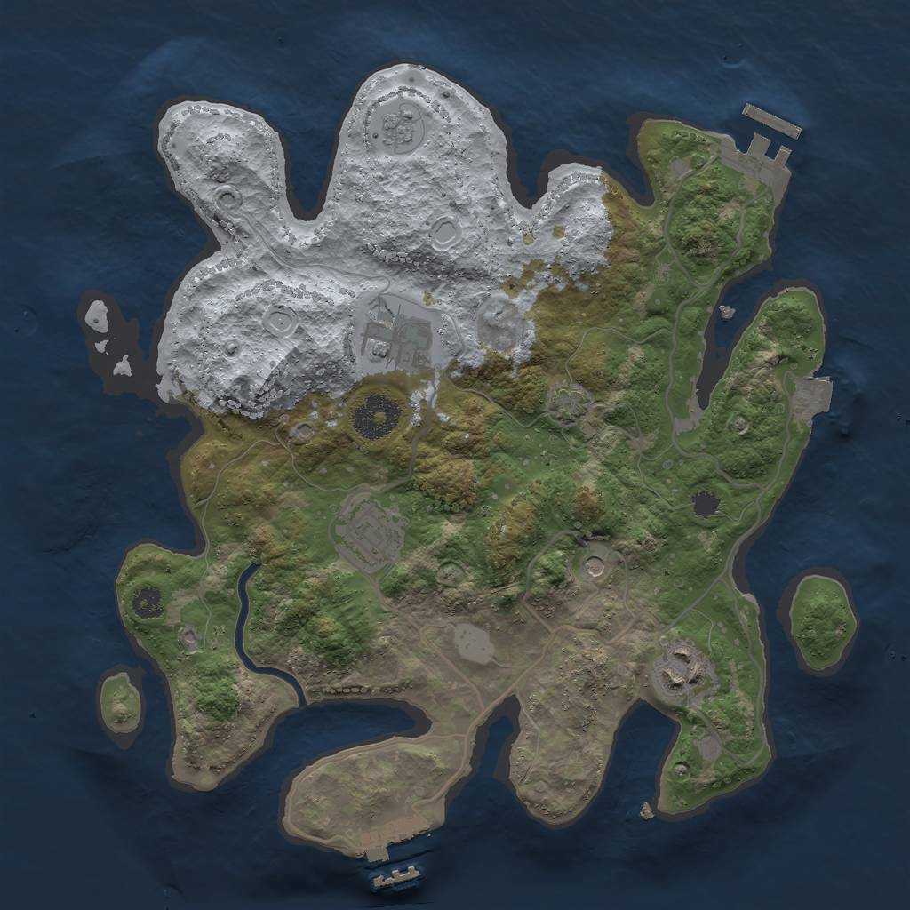 Rust Map: Procedural Map, Size: 3000, Seed: 1882653299, 11 Monuments