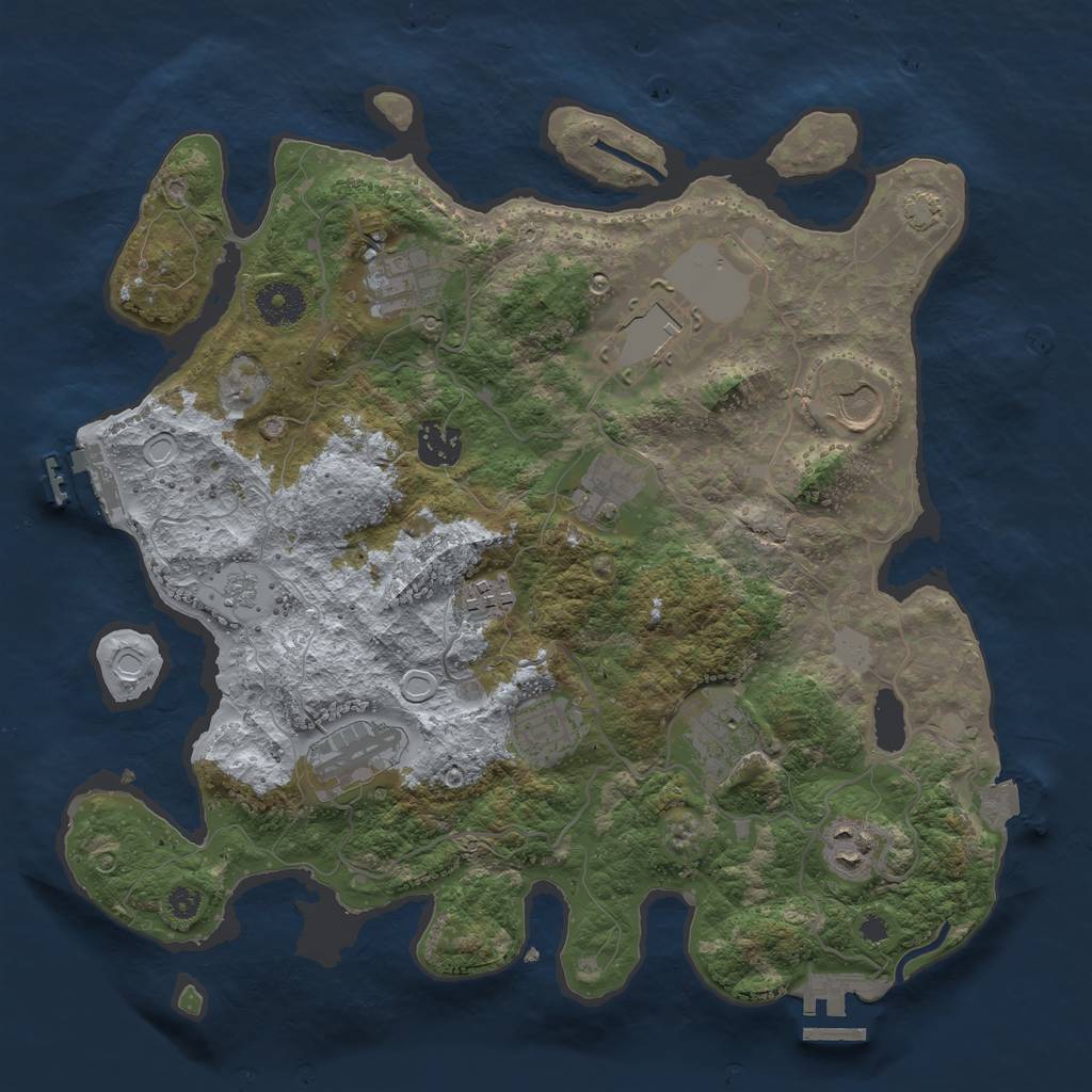 Rust Map: Procedural Map, Size: 3500, Seed: 787210934, 17 Monuments