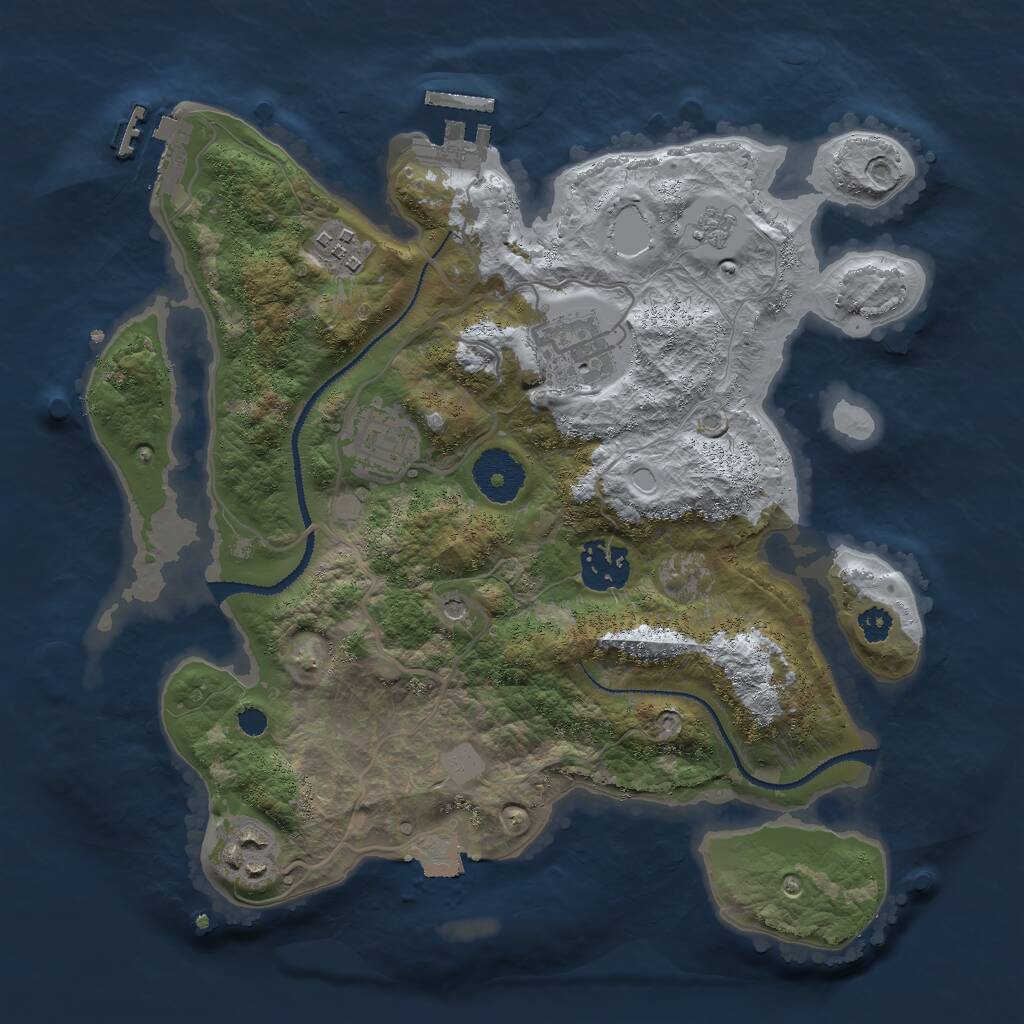 Rust Map: Procedural Map, Size: 3000, Seed: 1015074264, 10 Monuments